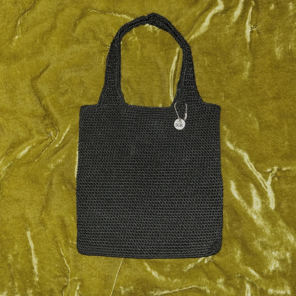 the SAK black crochet mini tote